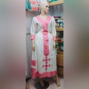 Ethiopian traditional dress with scarf (Netela) and vest